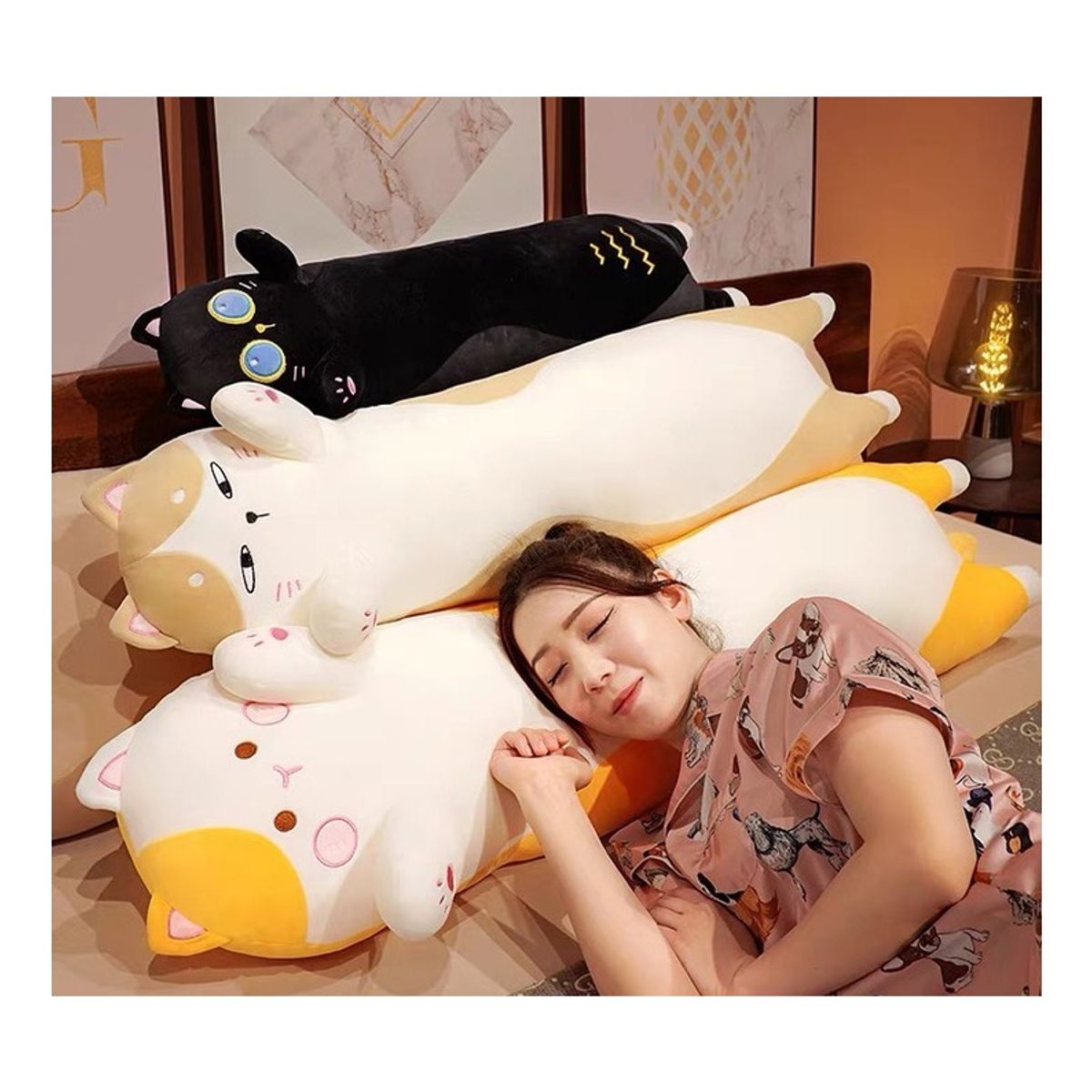 GENERICO - Peluche Almohada Gatito Kawaii- 62 Cms- Adultos Y Niños