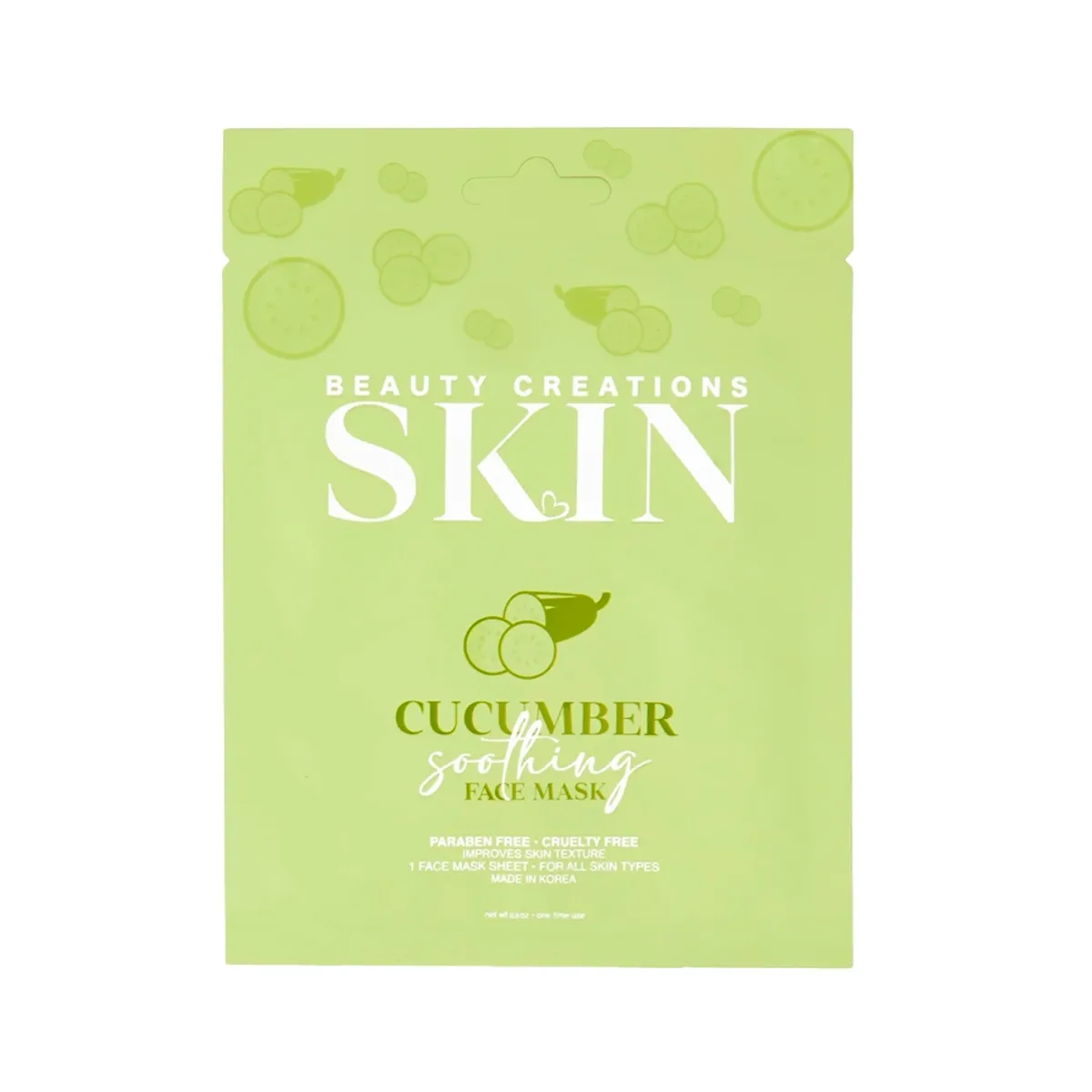 BEAUTY CREATIONS - mascarilla facial calmante de pepino - Beauty Creations