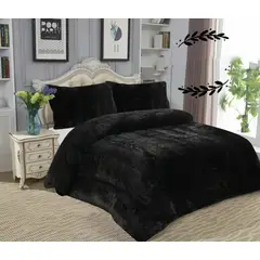 GENERICO - COBERTOR DE INVIERNO PELUDO COLOR NEGRO 2 PLAZA TF