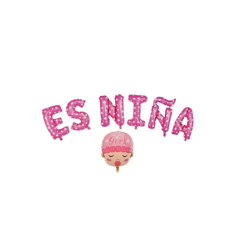 GENERICO - Set De Globos Es Niña/cara Baby 7pcs 16 Pulgadas