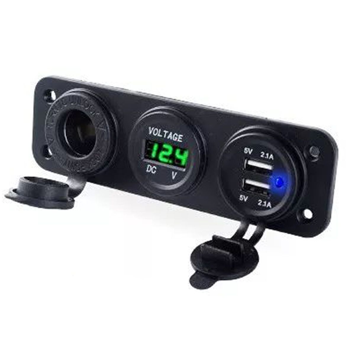 KUANGYE - Usb Dual Cargador Encendedor  Voltímetro Empotrado Autos