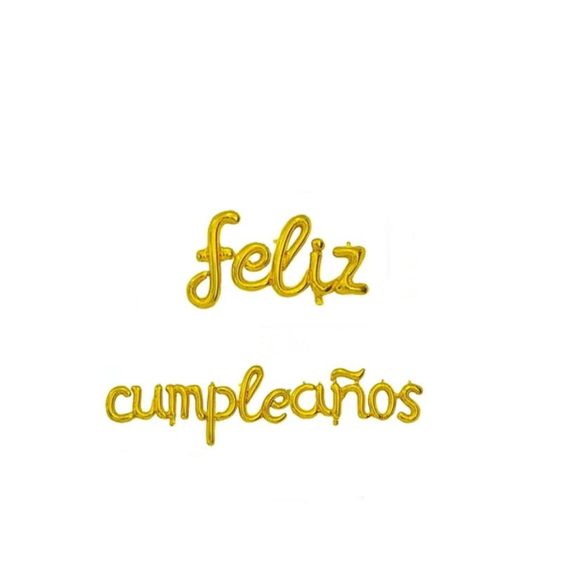GENERICO - Set De Globos Feliz Cumpleaños Doradas 95x57 Y 255x57cm