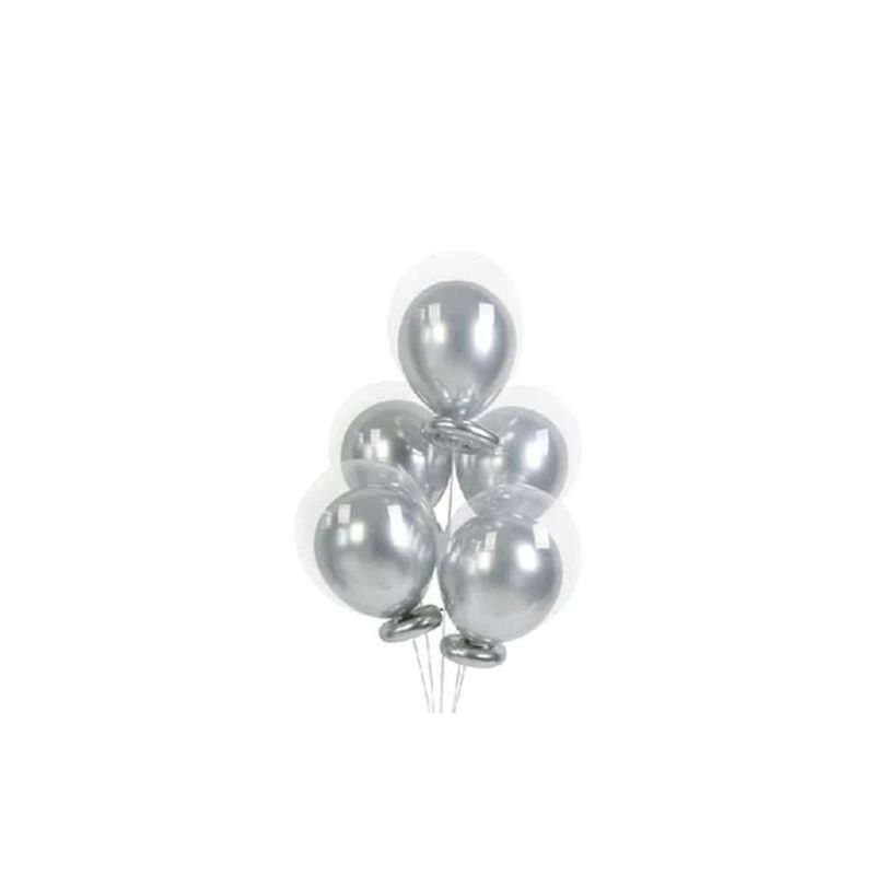 GENERICO - Set De Globos De Latex Plata 5 Pcs