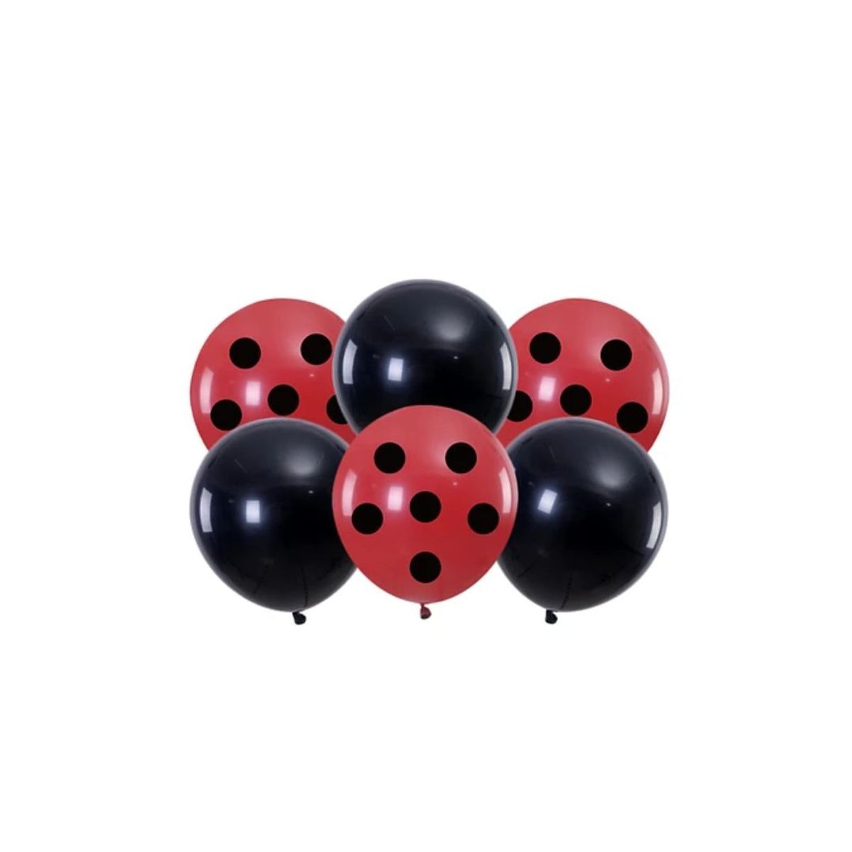 GENERICO - Set De Globos De Puntos Rojo Y Negro 6Pcs 30Cm