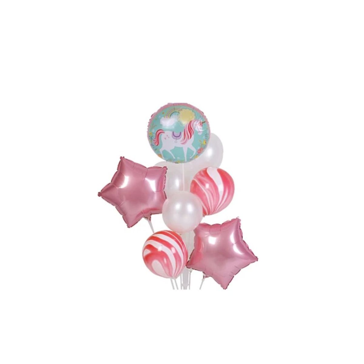 GENERICO - Set De Globos Unicornio Rosa 9 Pcs