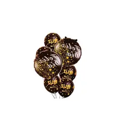 GENERICO - Set De Globos Redondo Metalizado Feliz Día Negro 7pcs