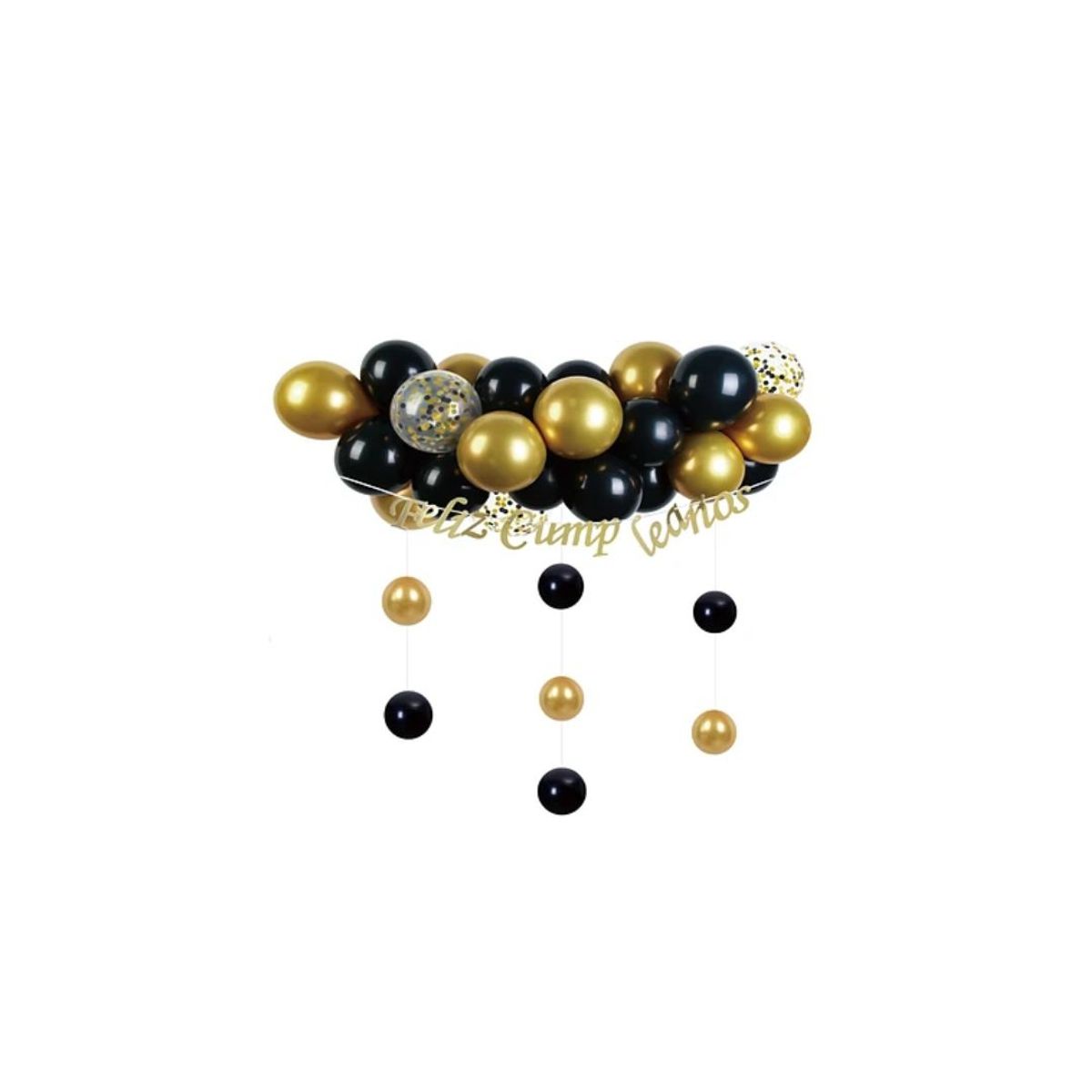 GENERICO - Set De Globos De Látex Dorado Y Negro 36pcs