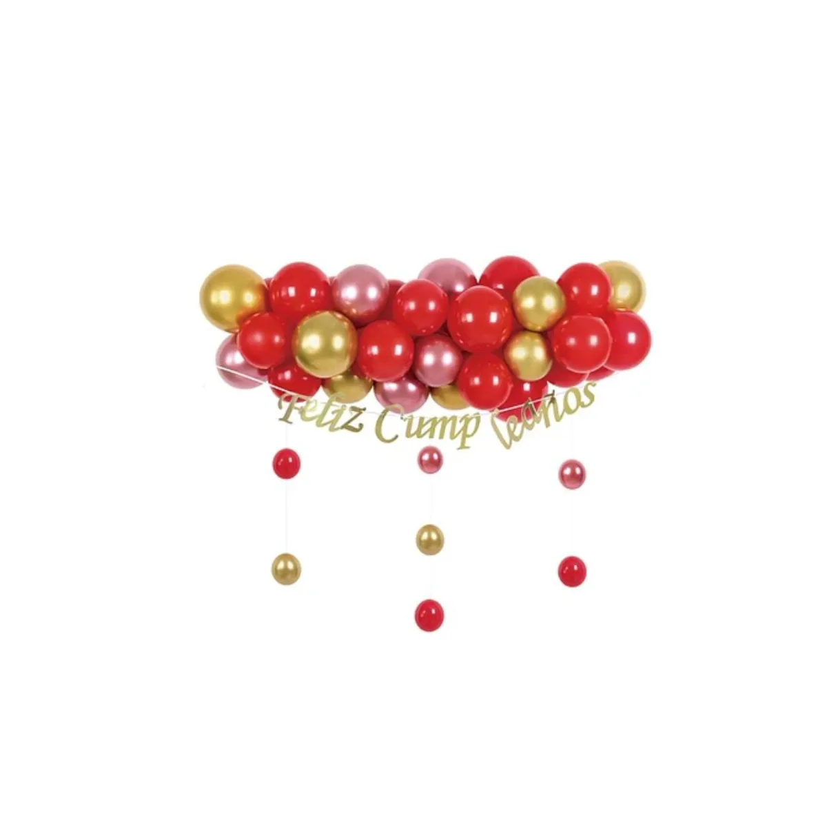 GENERICO - Set De Globos De Látex Rojo Y Dorado 36pcs
