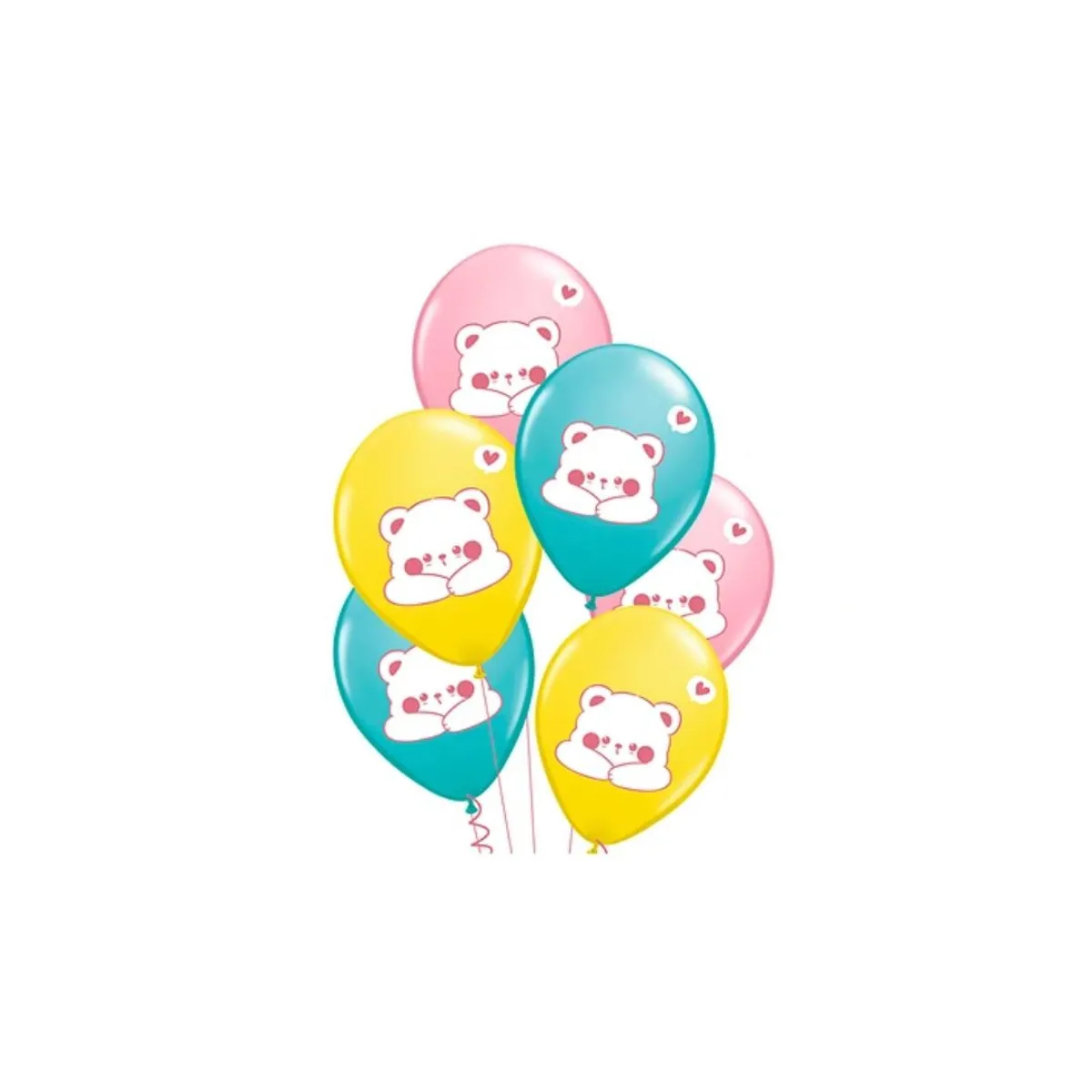 GENERICO - Set Globos Latex De Oso Colores 6pcs