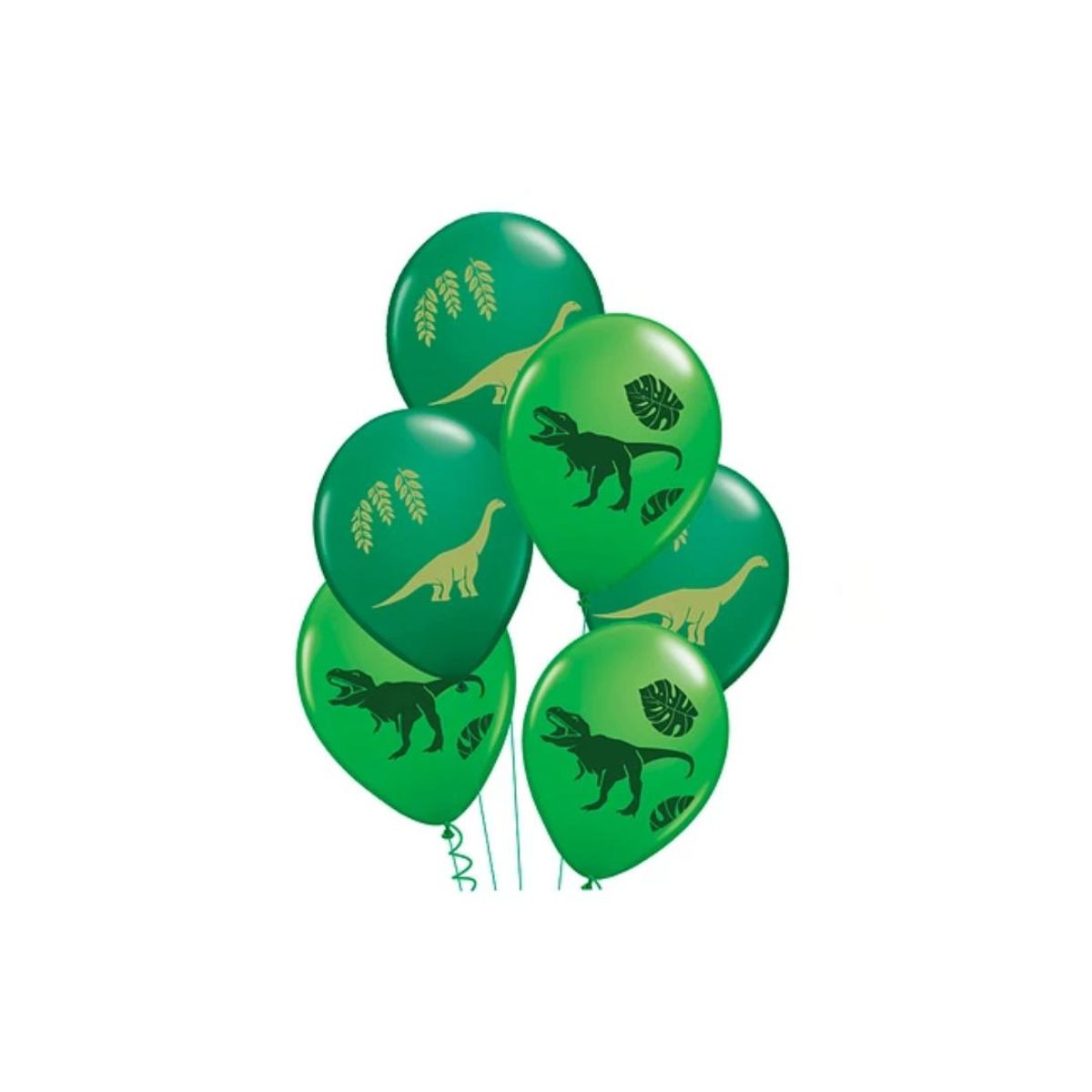 GENERICO - Set Globos De Látex Dinosaurio Verde 6 Pcs