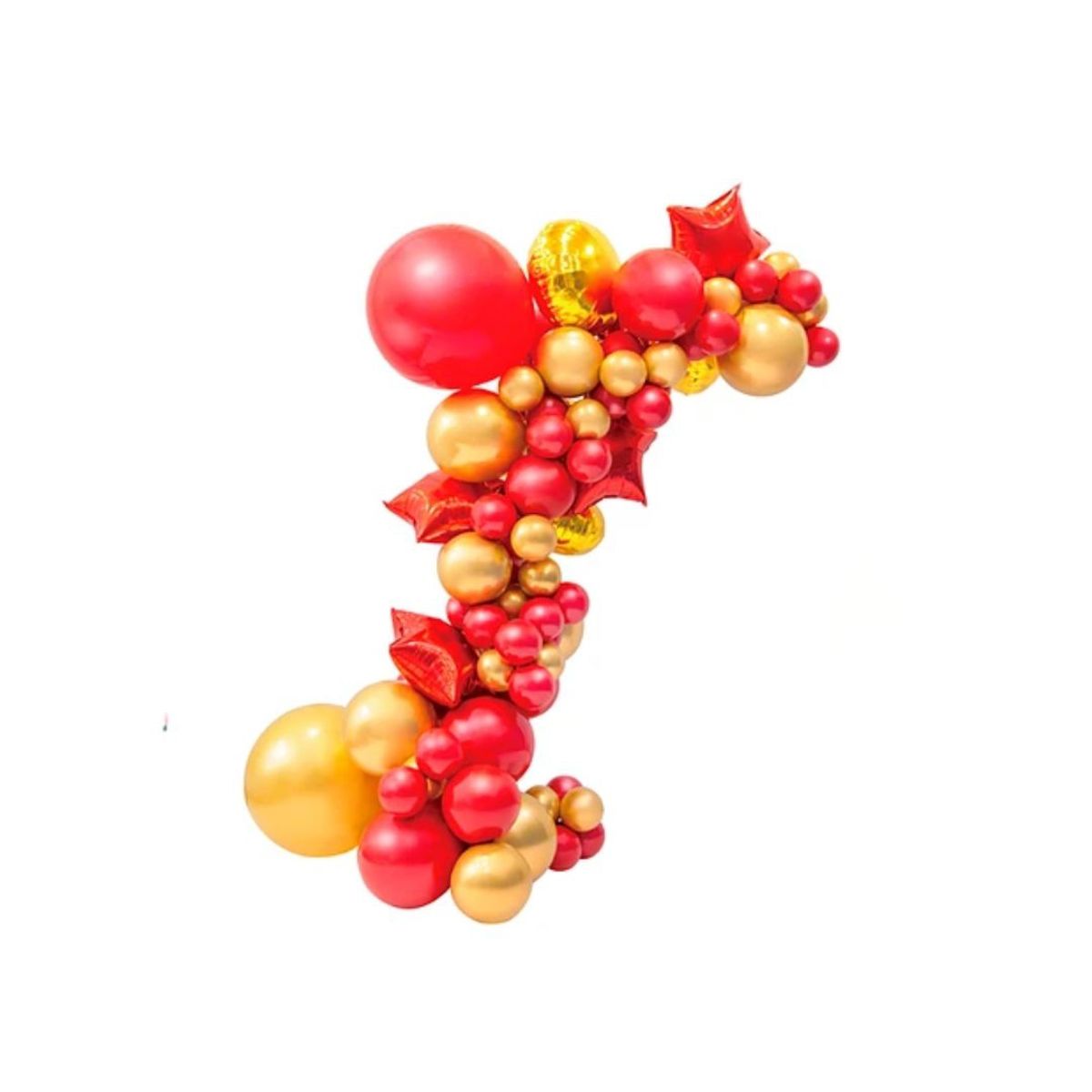 GENERICO - Set De Globos Látex Rojo-dorado Con Estrellas 68pcs