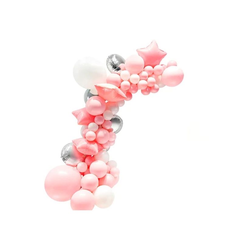 GENERICO - Set De Globos Látex Rosa Con Estrellas 68pcs