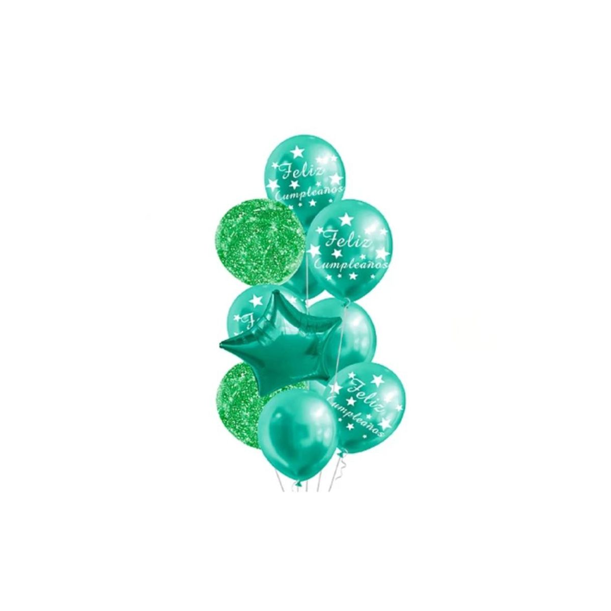 GENERICO - Set De Globos Latex Verde Feliz Cumpleaños 11pcs