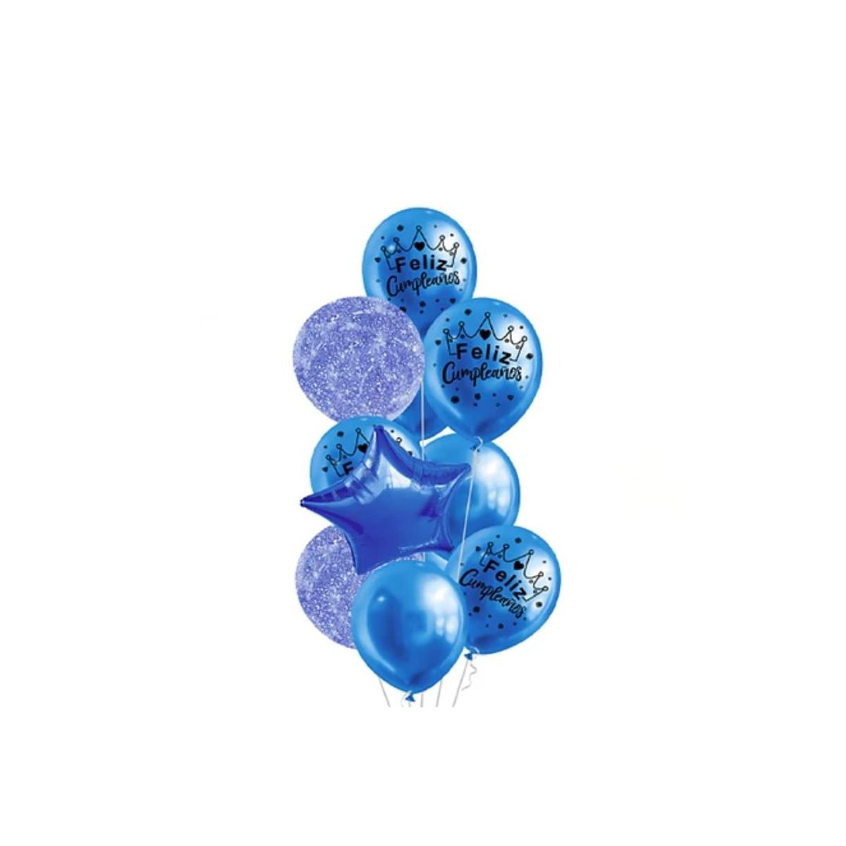 GENERICO - Set De Globos Latex Azul Feliz Cumpleaños 11pcs