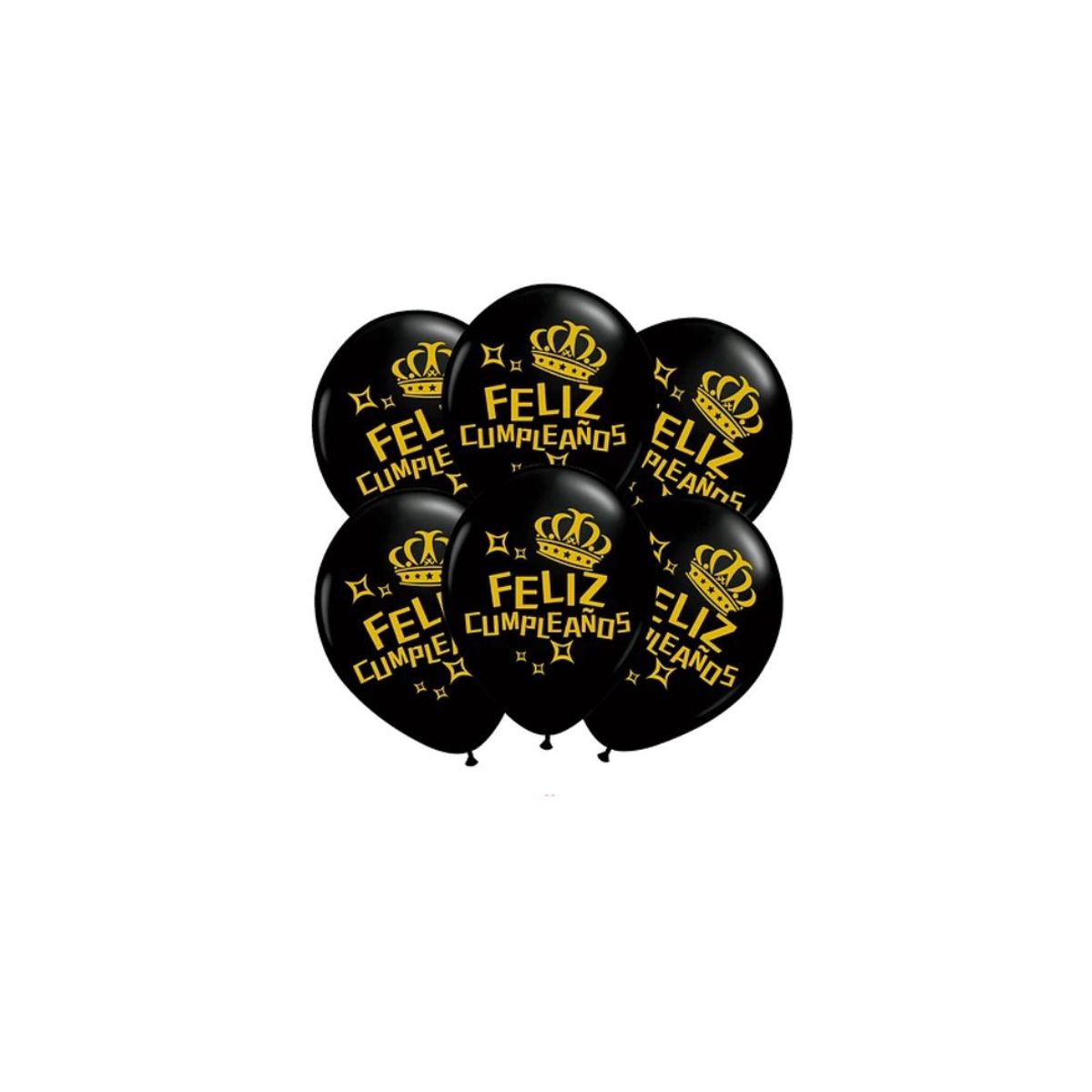 GENERICO - Set De Globos Latex Feliz Cumpleaños Letras Doradas 6pcs