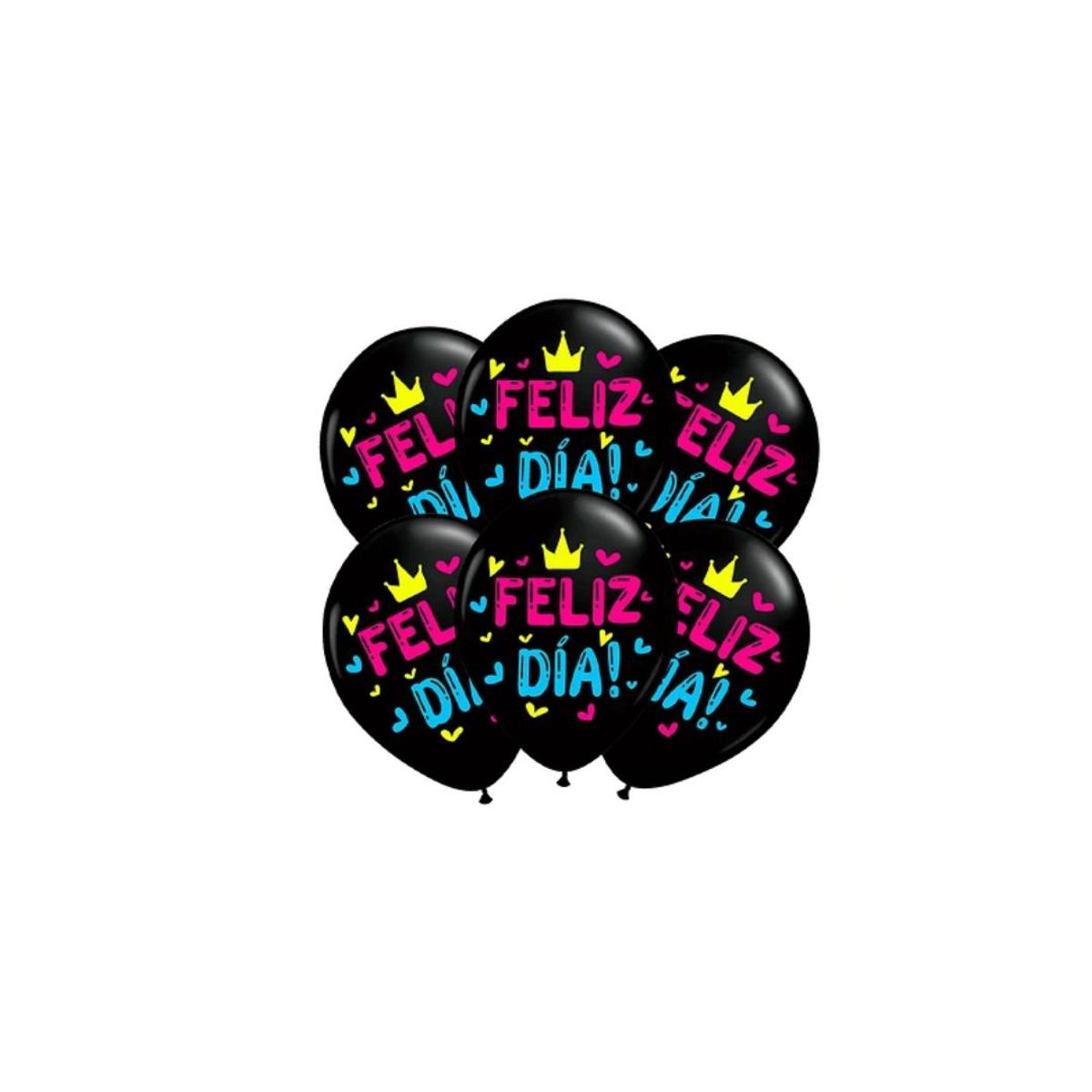 GENERICO - Set De Globos Latex Negro Feliz Dia 6Pcs