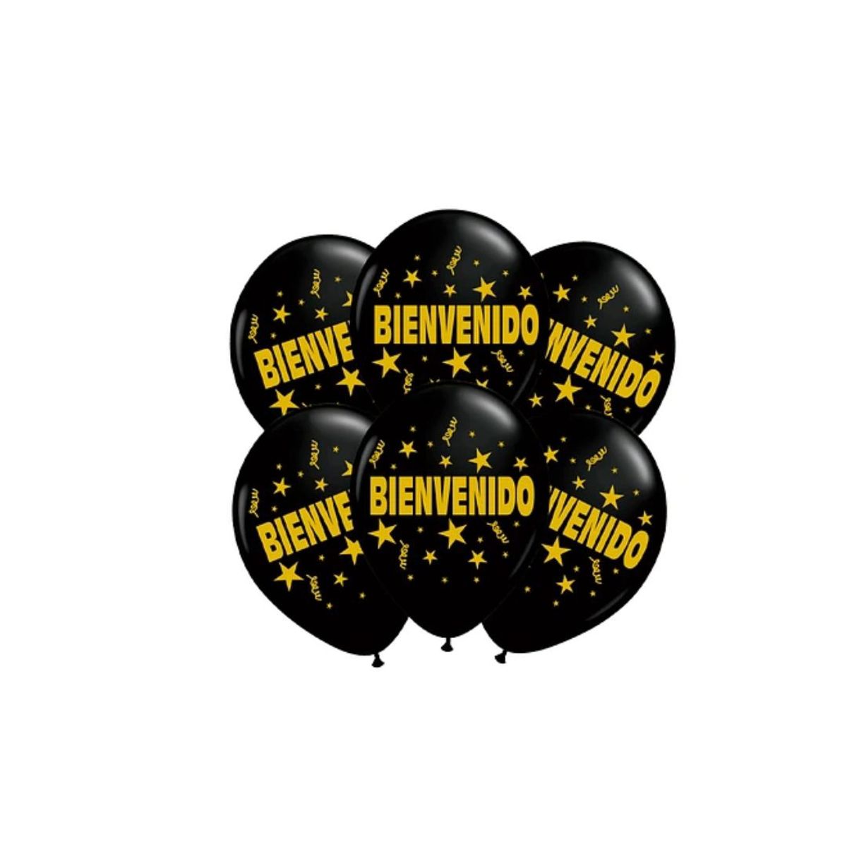 GENERICO - Set De Globos Latex Bienvenido Letras Doradas 6pcs