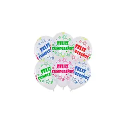 GENERICO - Globos Latex Feliz Cumpleaños Fluorescente 6pcs