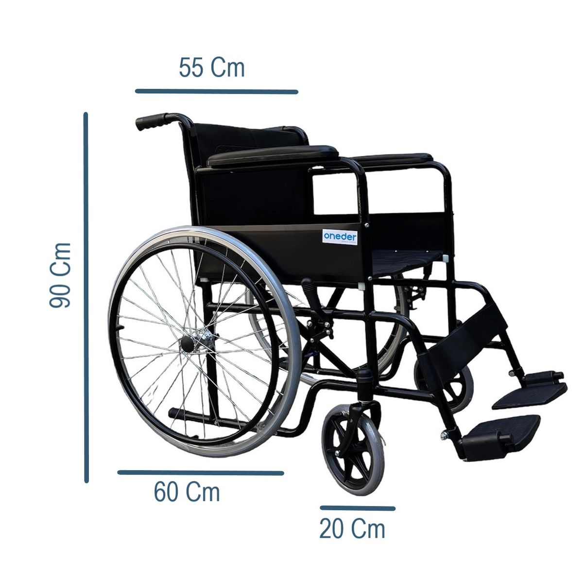 ONEDER - Silla De Ruedas Estándar Liviana Negra Oneder KJT811B