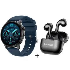 LENOVO - S46 reloj inteligente deportivo + combo LP40 - Azul
