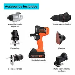 BLACK+DECKER - Herramienta Multipropósito 20V 6en1 Matri accesorios BLACKDECKER