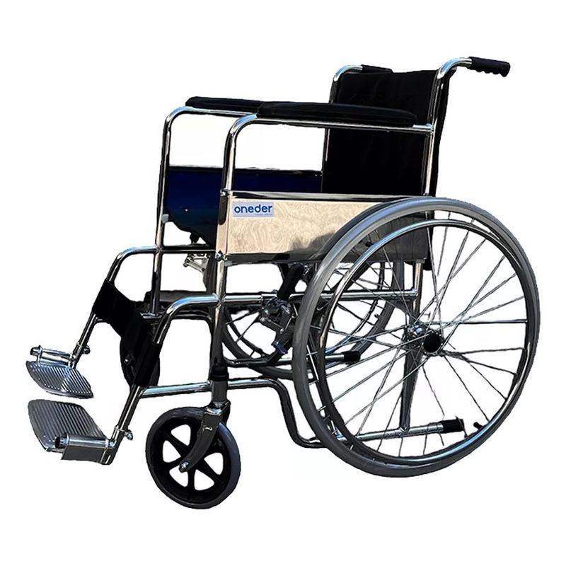 GENERICO - Silla De Ruedas Ruedas Macizas Plegable Cromada Oneder KJT601