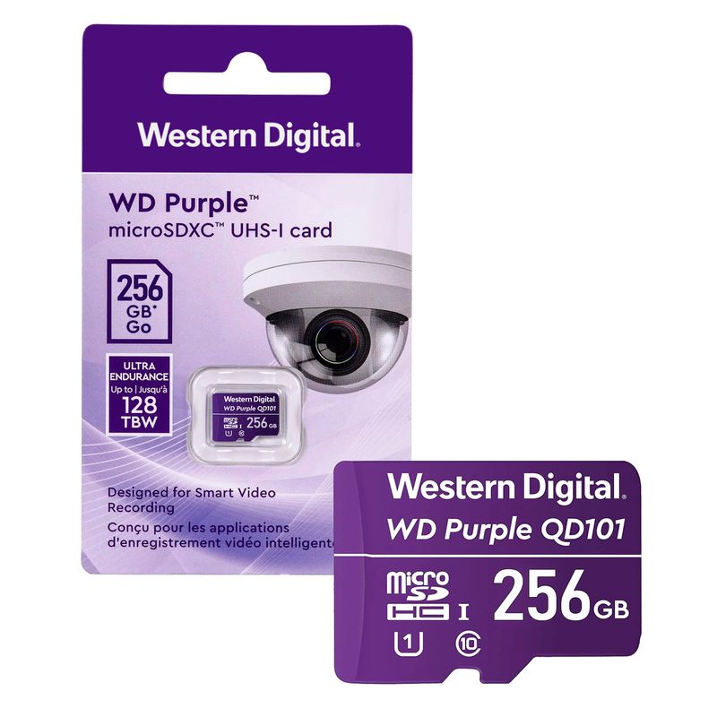 WESTERN DIGITAL - Tarjeta de Memoria MicroSD 256GB WD Purple SDXC Clase 10 4K.