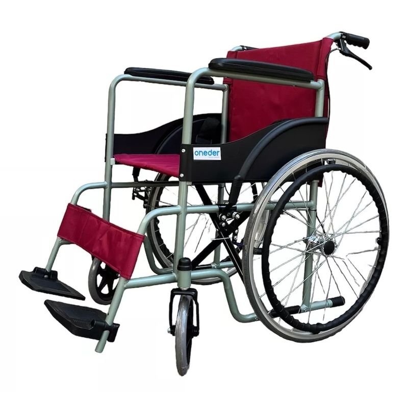 GENERICO - Silla De Ruedas Plegable Doble Freno Ruedas Macizas Oneder KJT802