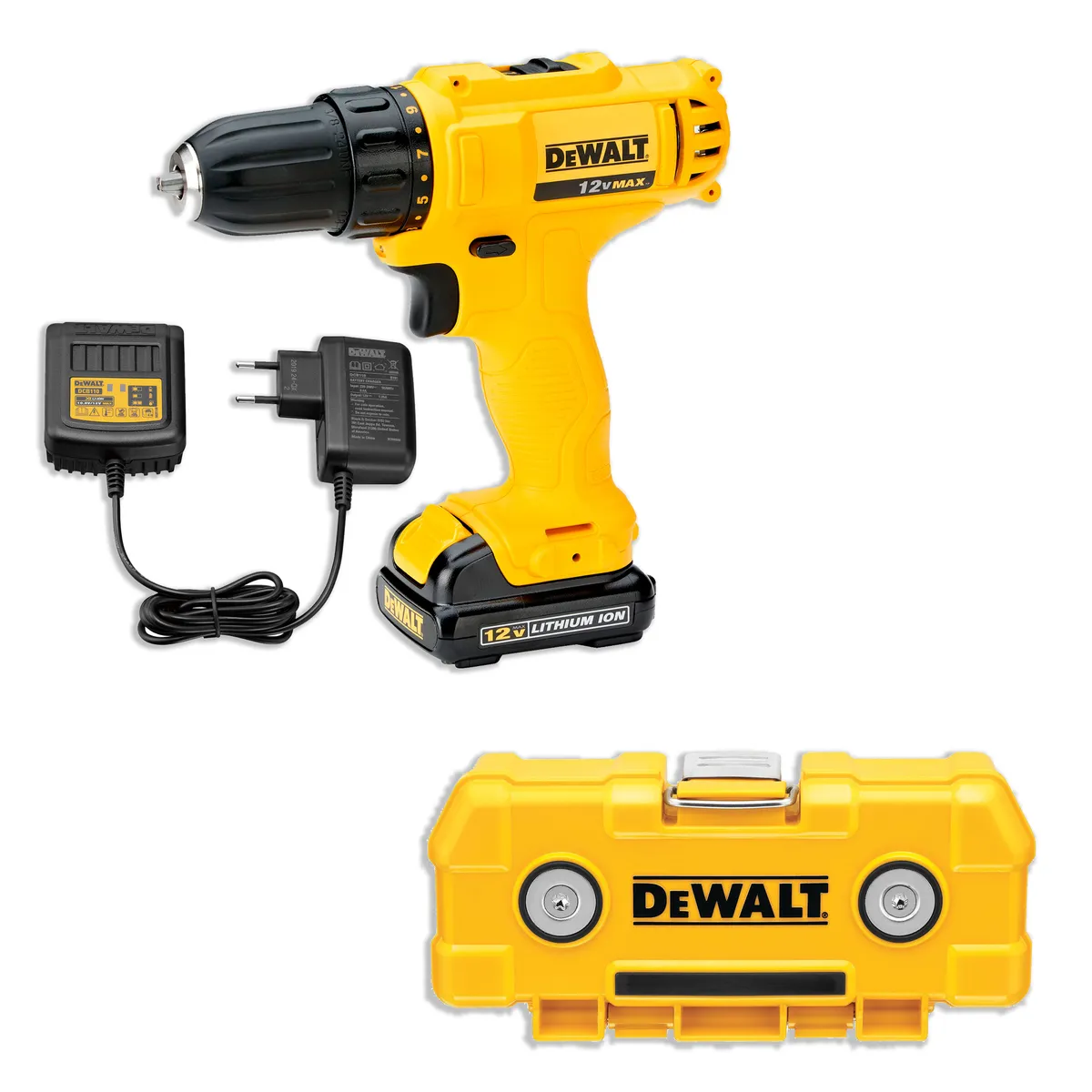 DEWALT - Taladro Atornillador 12V 3/8" + Caja Magnética 15Pzas DEWALT