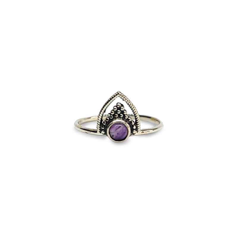 ANDREA COGGIOLA JOYAS - Anillo Prisha Piedra Amatista Plata Fina 925