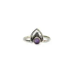 ANDREA COGGIOLA JOYAS - Anillo Prisha Piedra Amatista Plata Fina 925