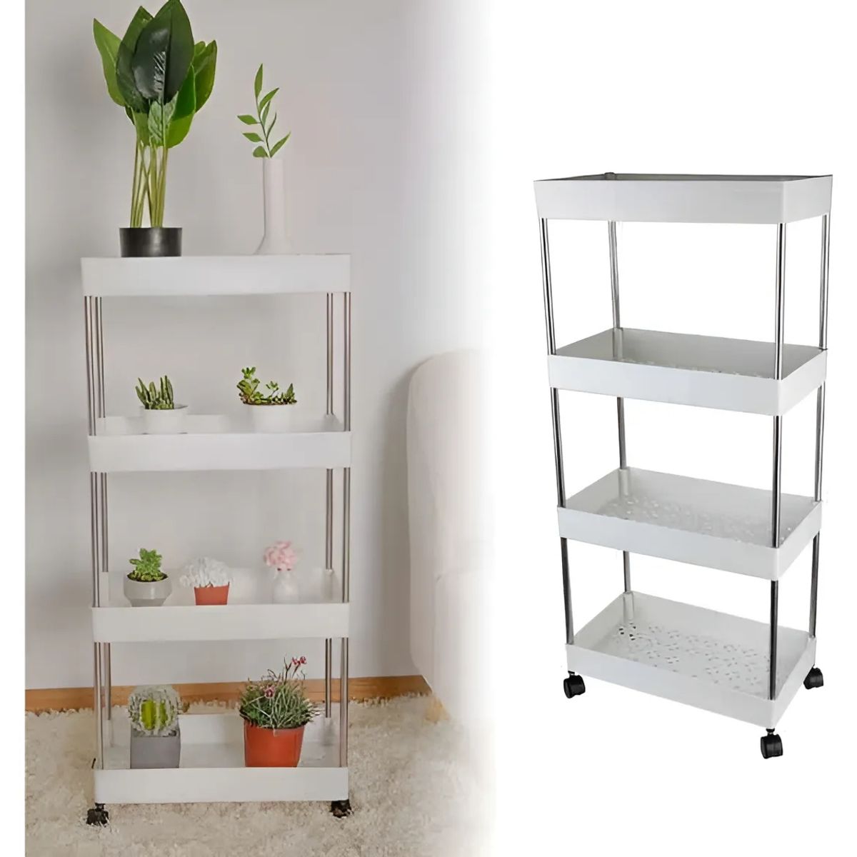 GENERICO - Estante 4 Niveles Carrito Multifuncional con ruedas organizador cocina baño dormitorio