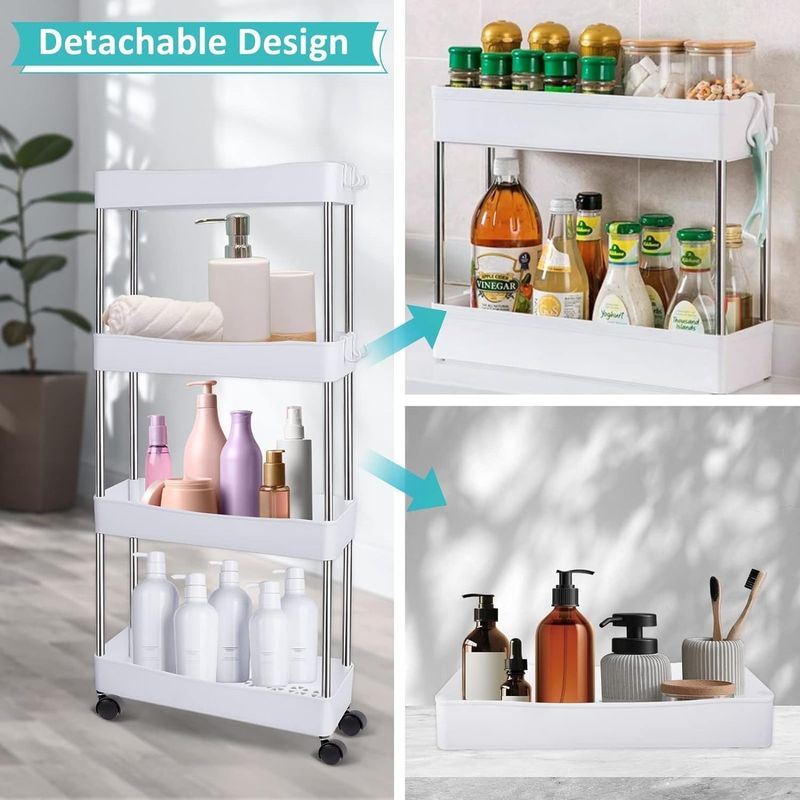 GENERICO - Estante Organizador Baño 4 Niveles Carrito Multifuncional Color Blanco