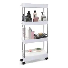 GENERICO - Estante Organizador Baño 4 Niveles Carrito Multifuncional Color Blanco