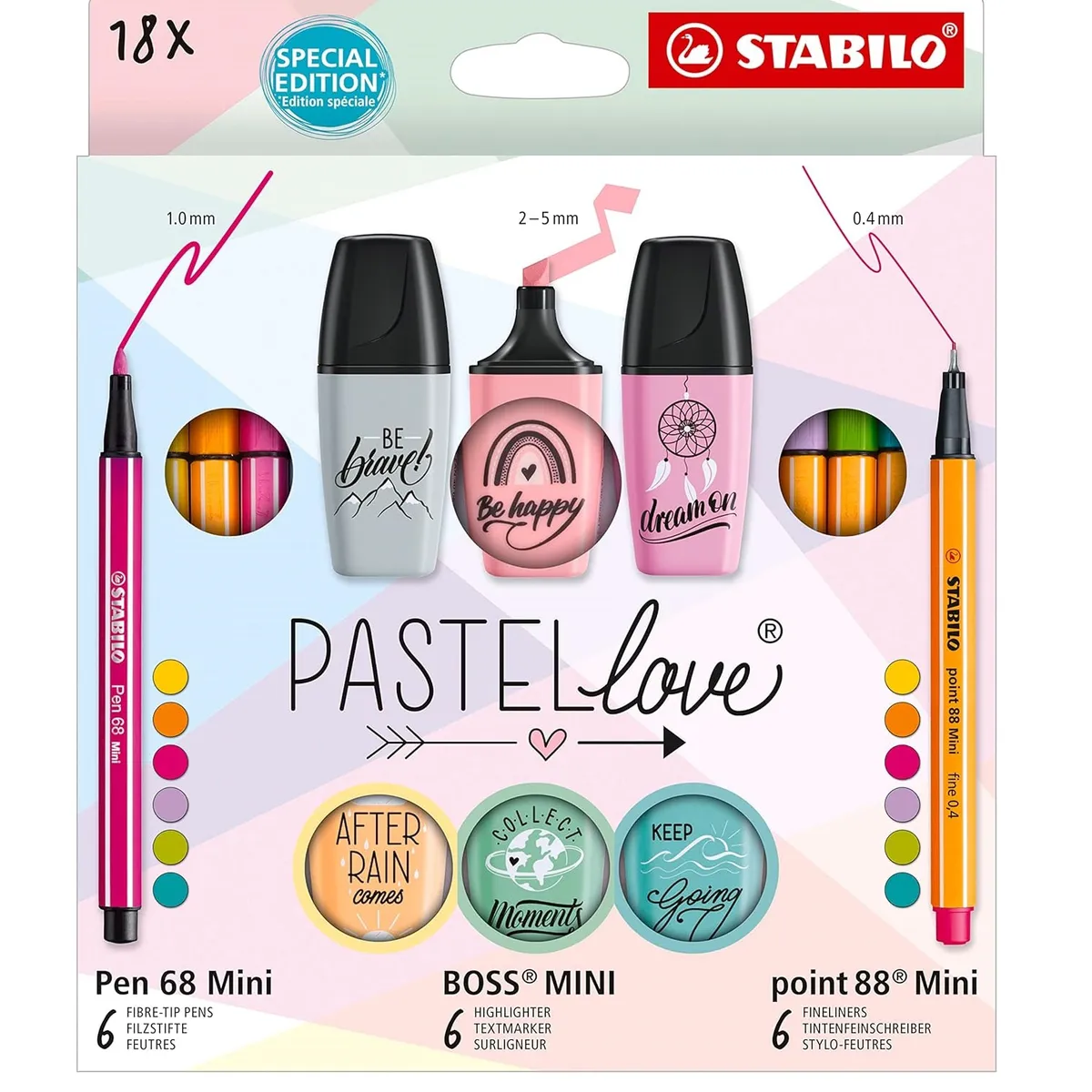 STABILO - Set Stabilo 18 Destacadores Y Lapices Tiralineas Point Boss