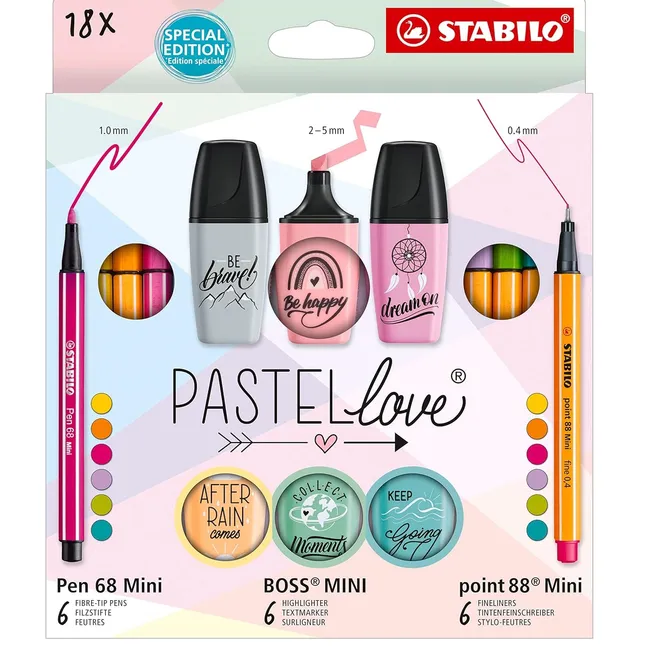 STABILO - Set Stabilo 18 Destacadores Y Lapices Tiralineas Point Boss