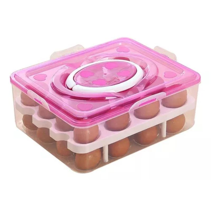 OEM - Contenedor De Plástico De 2 Niveles Para Huevos Con Tapa