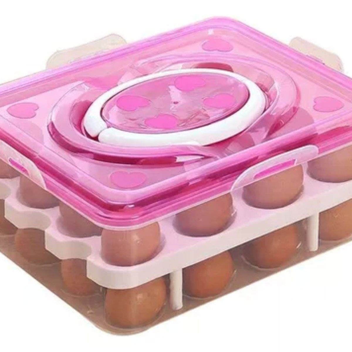 OEM - Contenedor De Plástico De 2 Niveles Para Huevos Con Tapa