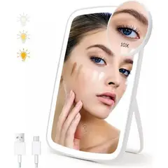 GENERICO - Espejo De Maquillaje Pantalla Táctil Con Luces Led Recargable