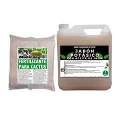 MOHICAN - PROMO JABÓN POTÁSICO ACEITE NEEM 5LTS + FERTI CACTUS 1KG