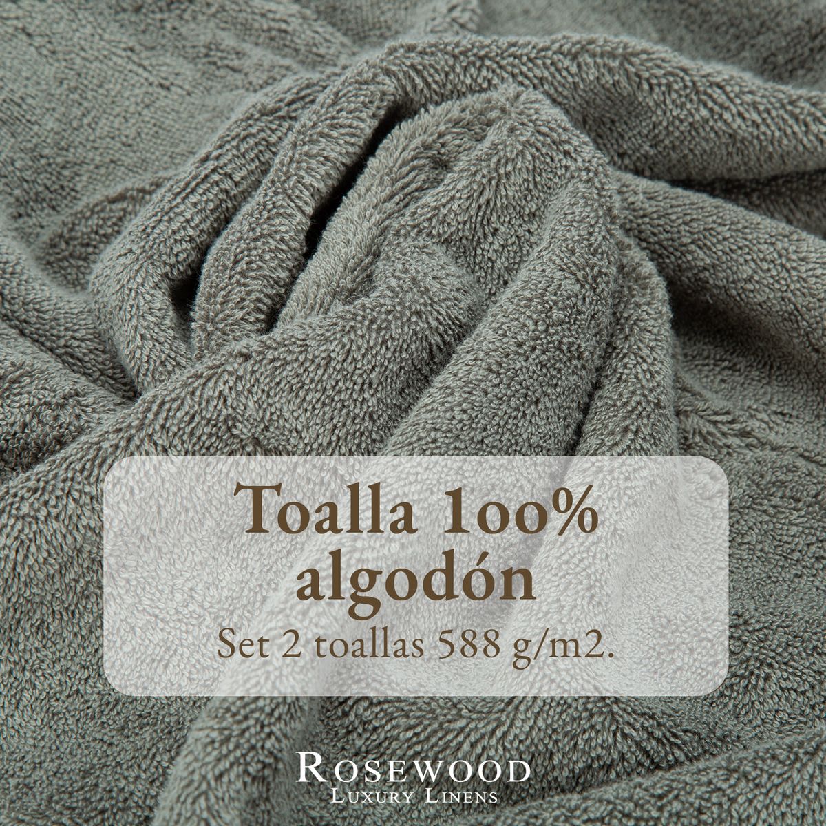 ROSEWOOD - Toallas Baño Premium Set 2 100% Algodón Rosewood Lujo - Verde