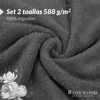 Imagen 2 del producto Toallas Baño Premium Set 2 100% Algodón Lujo - Gris oscuro