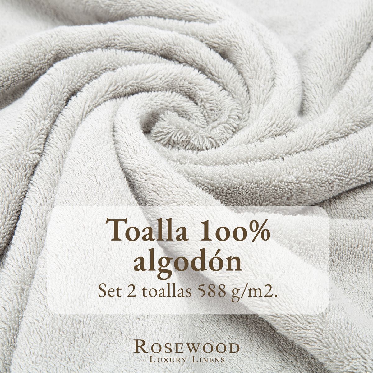 ROSEWOOD - Toallas Baño Premium Set 2 100% Algodón Rosewood Lujo - Gris