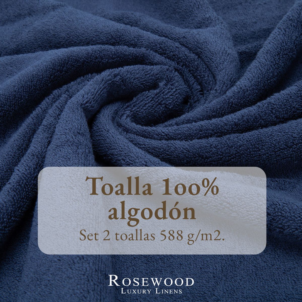 ROSEWOOD - Toallas Baño Premium Set 2 100% Algodón Rosewood Lujo - Azul