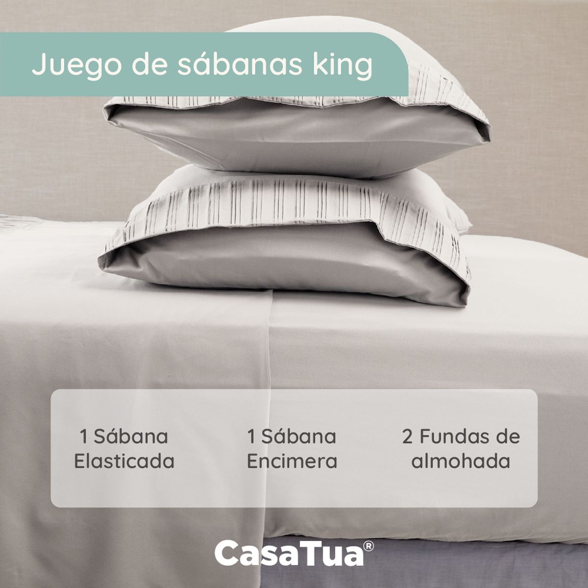 CASATUA - Sabanas Hotel Casatua Ultra Suave - Gris - King