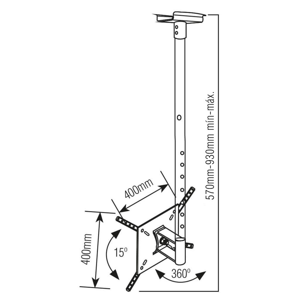 BRASFORMA - SOPORTE TV PARA TECHOS BAJOS 10 A 60 Inclinable