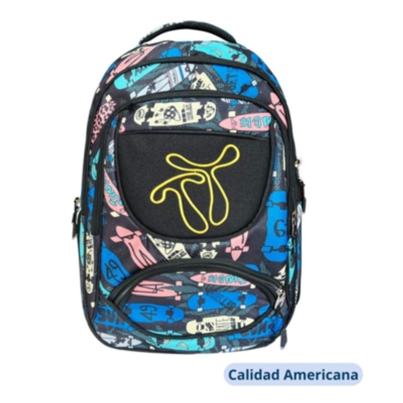 UTILISIMO - Mochila escolar con estampado colorido con estuche 43x30x13cm