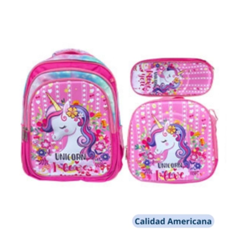 UTILISIMO - Mochila Infantil Incluye Estuche Y Lonchera 40X30X18cm NIÑA