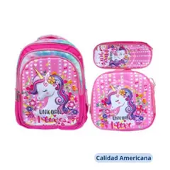 UTILISIMO - Mochila Infantil Incluye Estuche Y Lonchera 40X30X18cm NIÑA