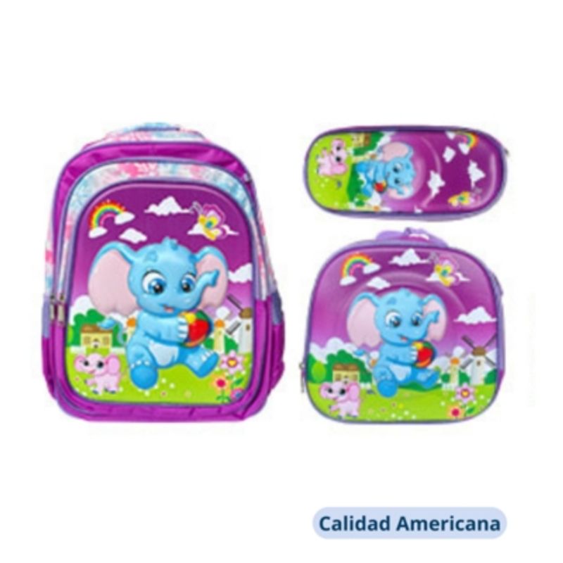 UTILISIMO - Mochila Infantil Incluye Estuche Y Lonchera 40X30X18cm NIÑA
